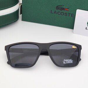 Lacoste Polarized Wayfarer Sunglasses Matte Black Frame Dark Smoke Lens